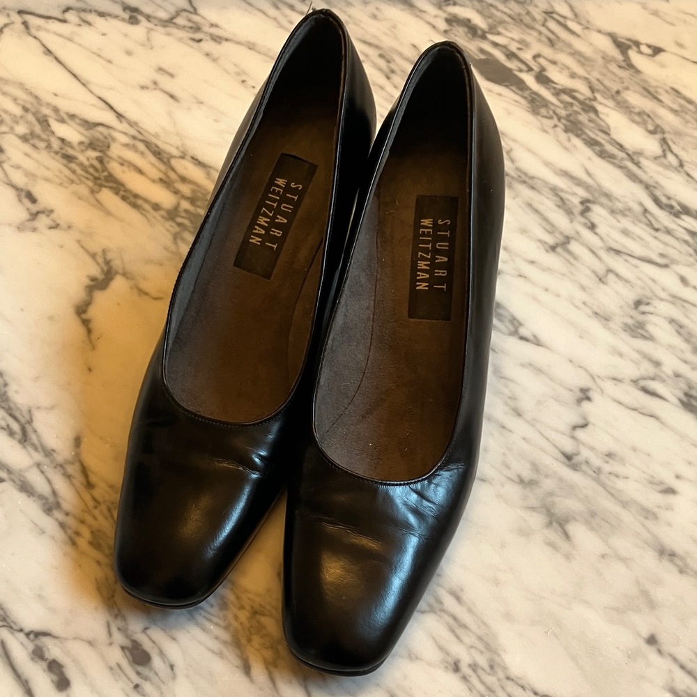 Stuart Weitzman Black Leather Flats